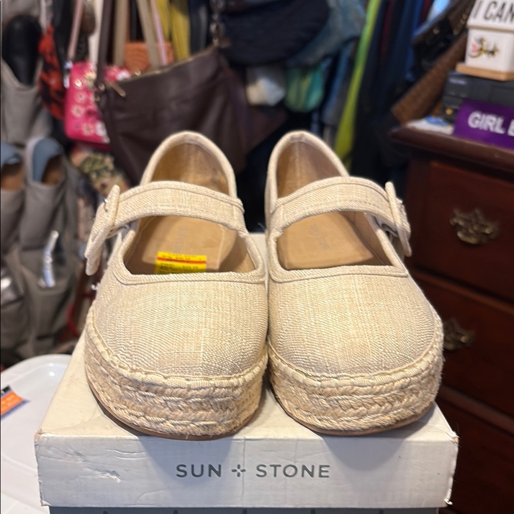 Sun + Stone Beige Espadrille Flats